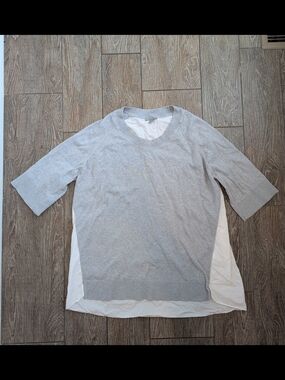 COS Cashmere Cotton Grey White Back Knit Top Medium Short Sleeve Blouse Minimal
